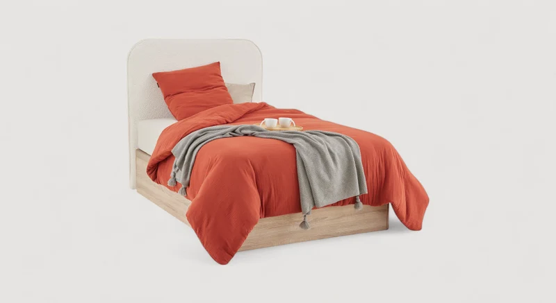Pack lit coffre, matelas et tête de lit TEDDY