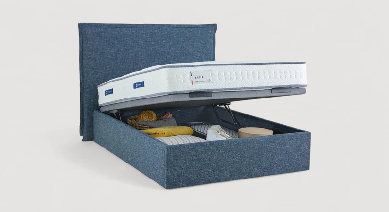 Pack lit coffre, matelas et tête de lit ELISE