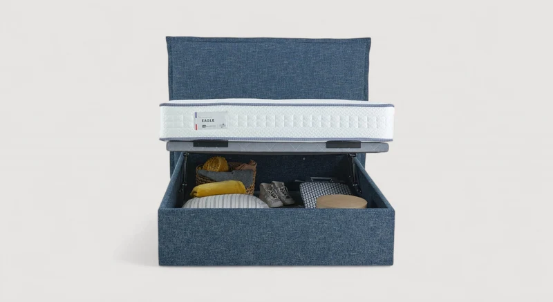 Pack lit coffre, matelas et tête de lit ELISE