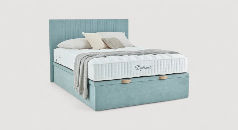 Pack lit coffre, matelas et tête de lit NOE