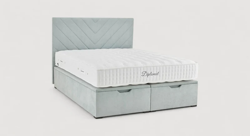 Pack lit coffre, matelas et tête de lit ECRIN