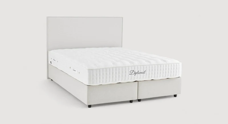 Pack lit coffre, matelas et tête de lit NINA Queens Beige
