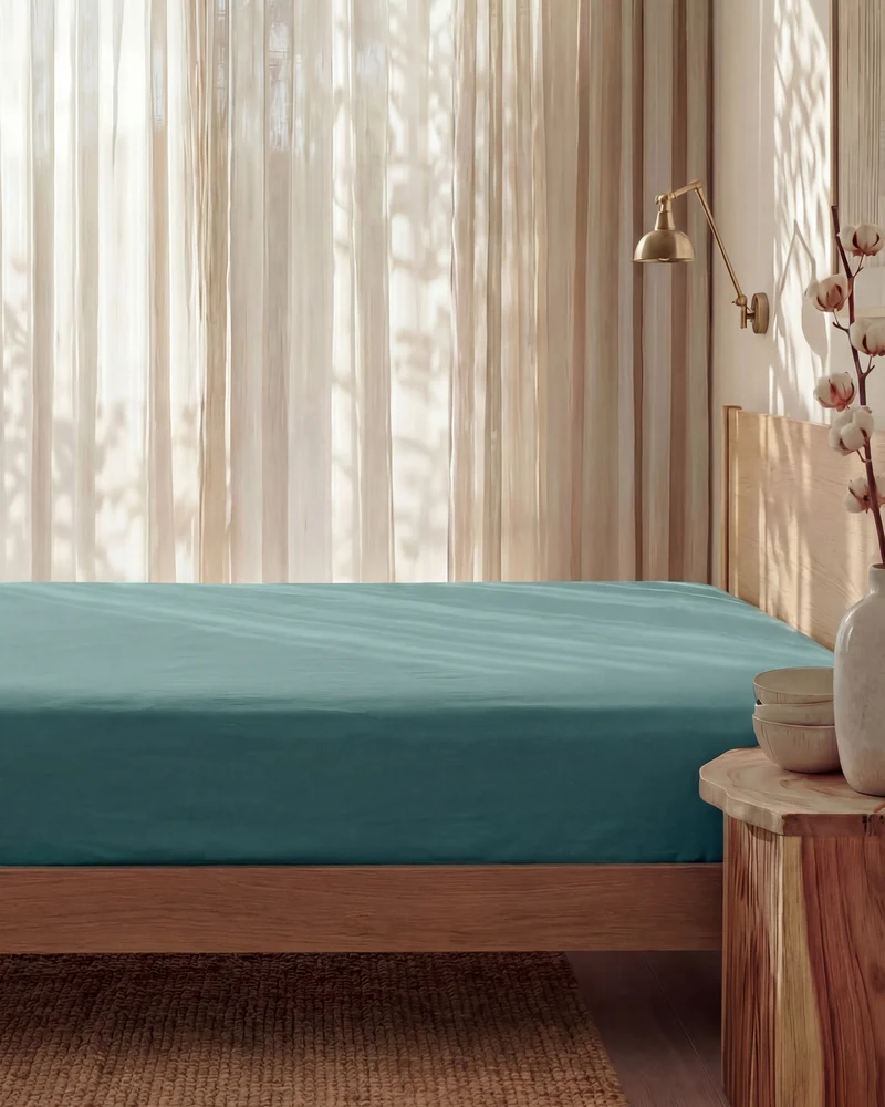 Drap housse en Percale de coton - Emeraude