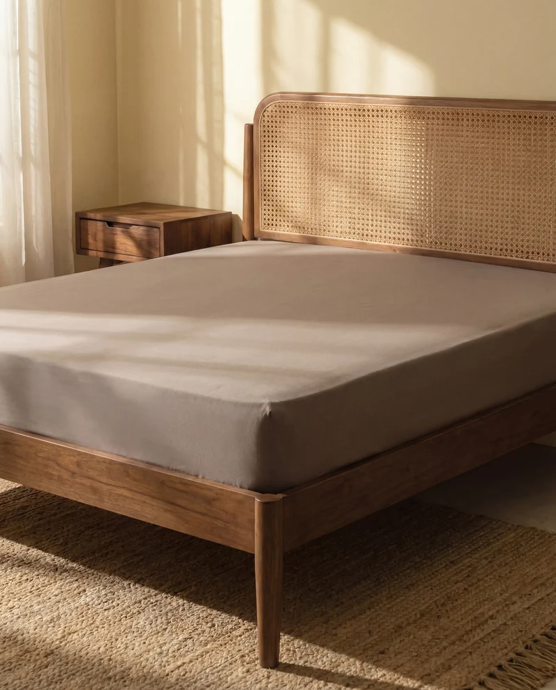 Drap housse en Coton - Marron taupe
