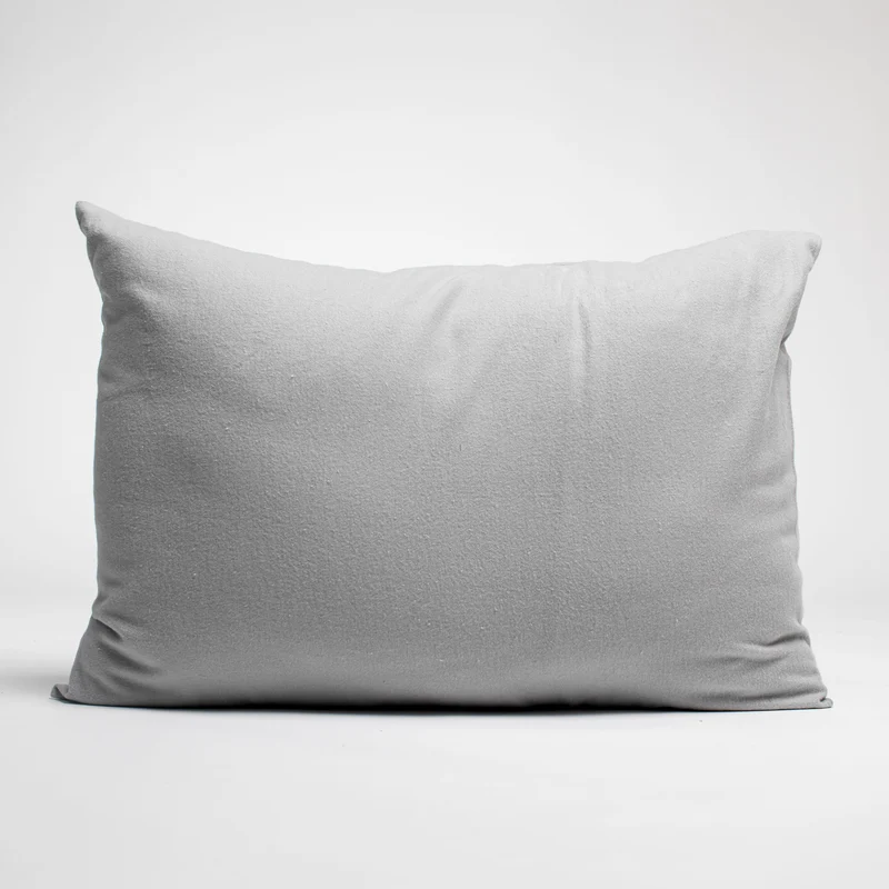 Taies d'oreiller X2 en Flanelle de coton - Gris argent
