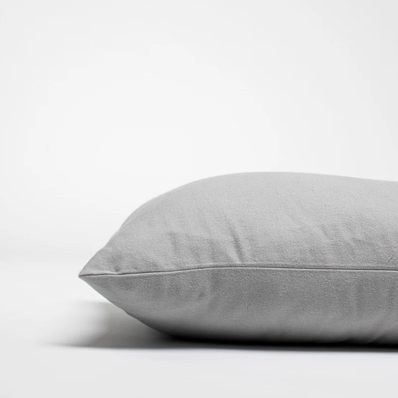 Taies d'oreiller X2 en Flanelle de coton - Gris argent