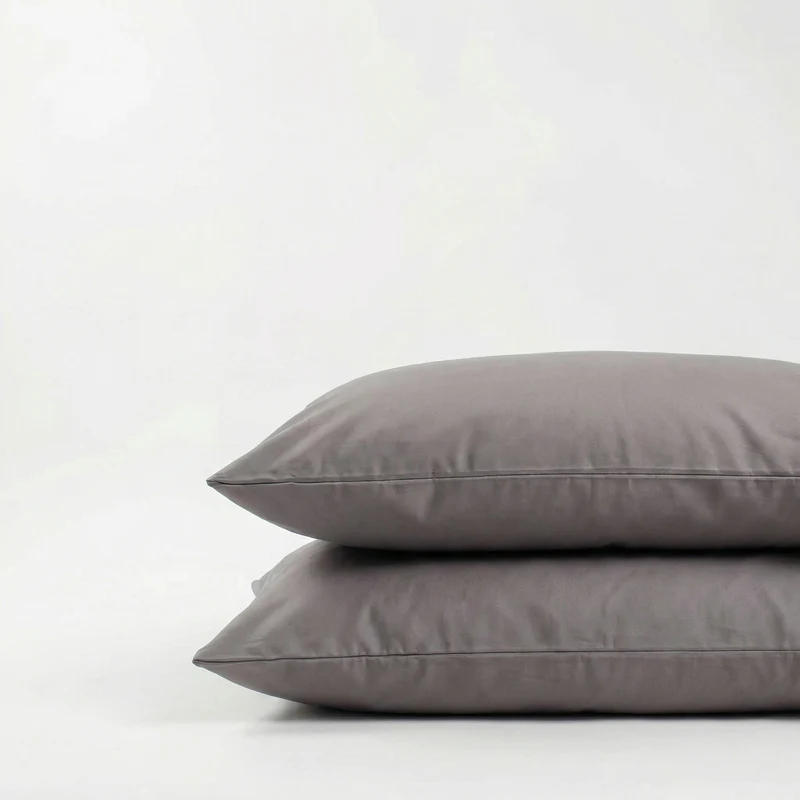 Taies d'oreiller X2 en Satin de coton - Cendre