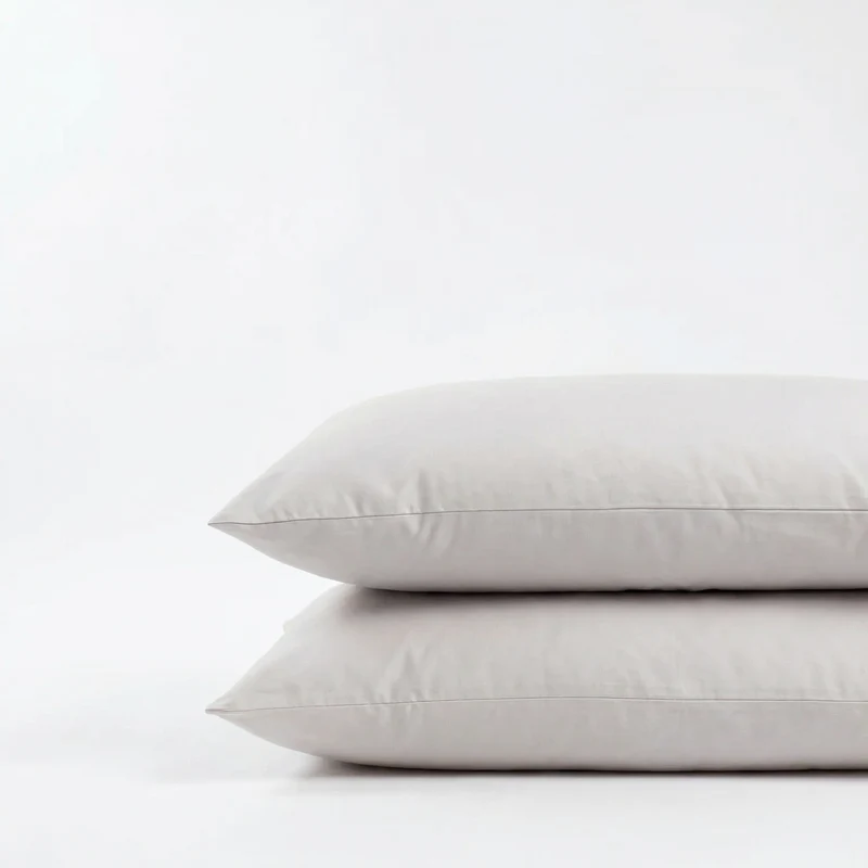Taies d'oreiller X2 en Satin de coton - Blanc argenté