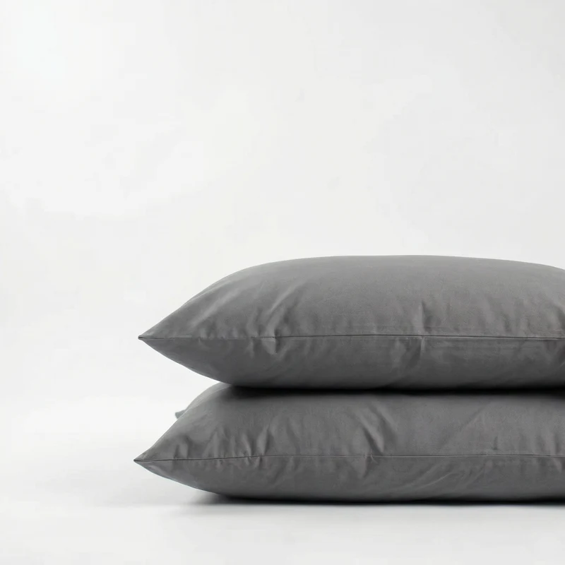 Taies d'oreiller X2 en coton - Gris souris