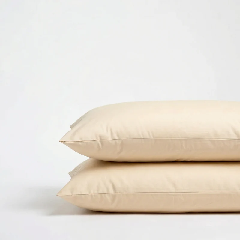 Taies d'oreiller X2 en Satin de coton - Beige ivoire