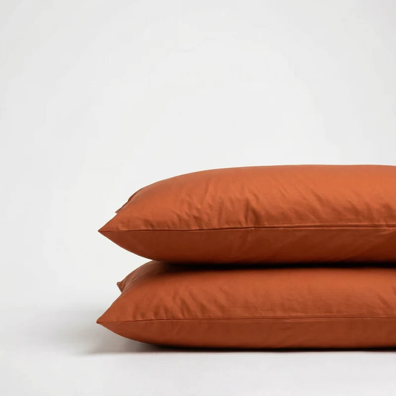 Taies d'oreiller X2 en Percale de coton - Ocre