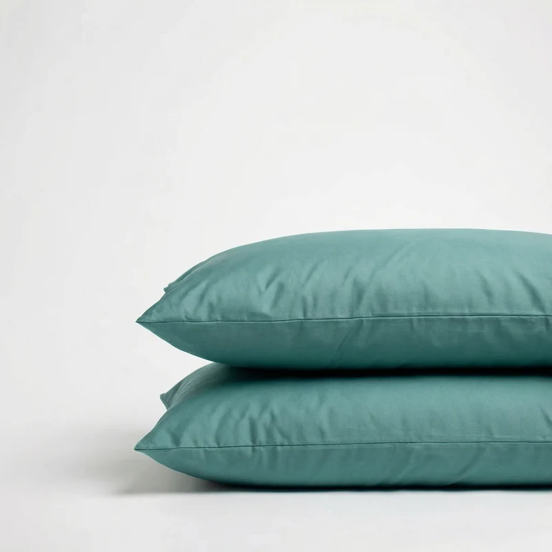 Taies d'oreiller X2 en Percale de coton - Emeraude