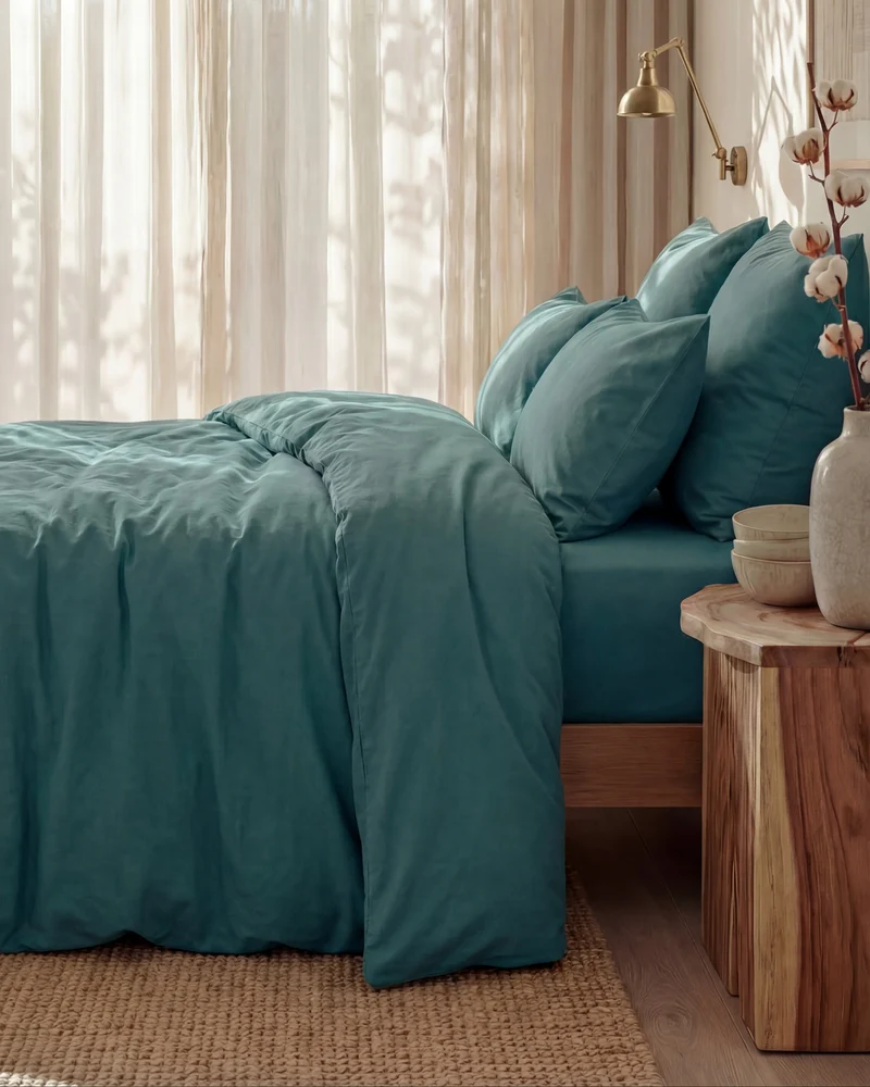 Taies d'oreiller X2 en Percale de coton - Emeraude
