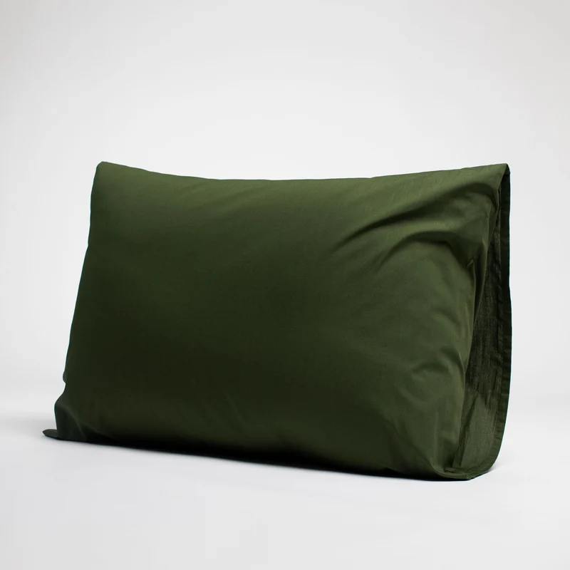 Taies d'oreiller X2 en Percale de coton - Vert sapin