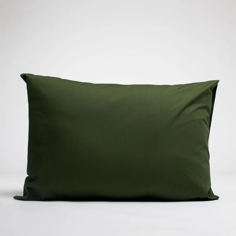 Taies d'oreiller X2 en Percale de coton - Vert sapin