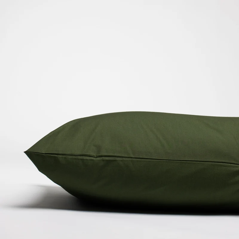 Taies d'oreiller X2 en Percale de coton - Vert sapin