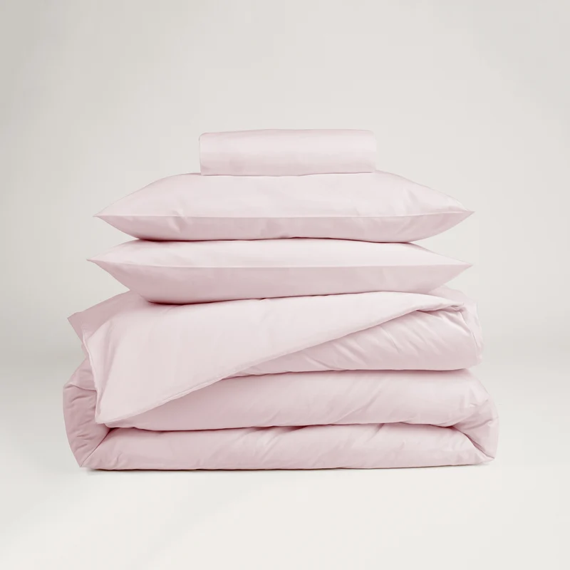 Parure de lit en Percale de coton - Rose poudré