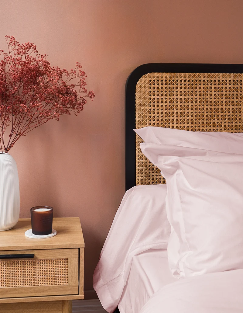 Parure de lit en Percale de coton - Rose poudré