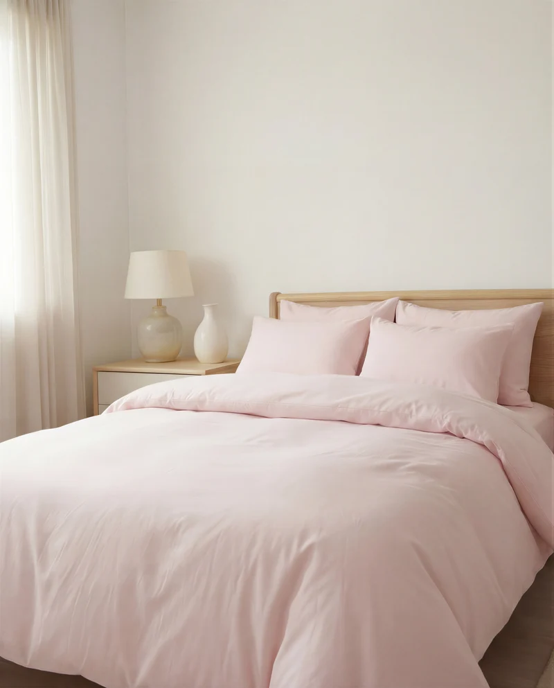 Parure de lit en Percale de coton - Rose poudré