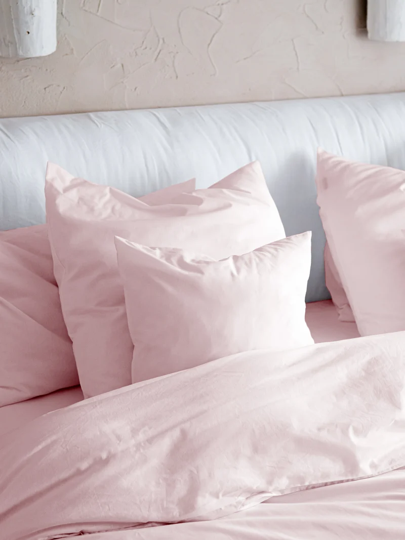 Parure de lit en Percale de coton - Rose poudré