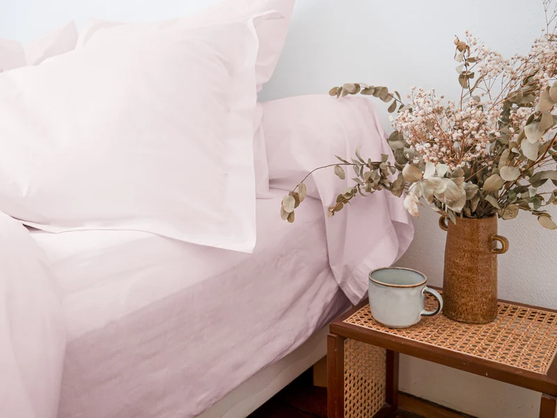 Parure de lit en Percale de coton - Rose poudré