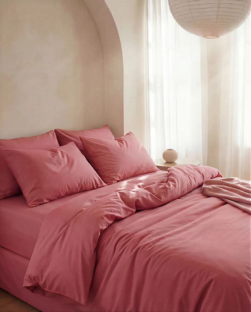 Housse de couette en Percale de coton - Vieux rose