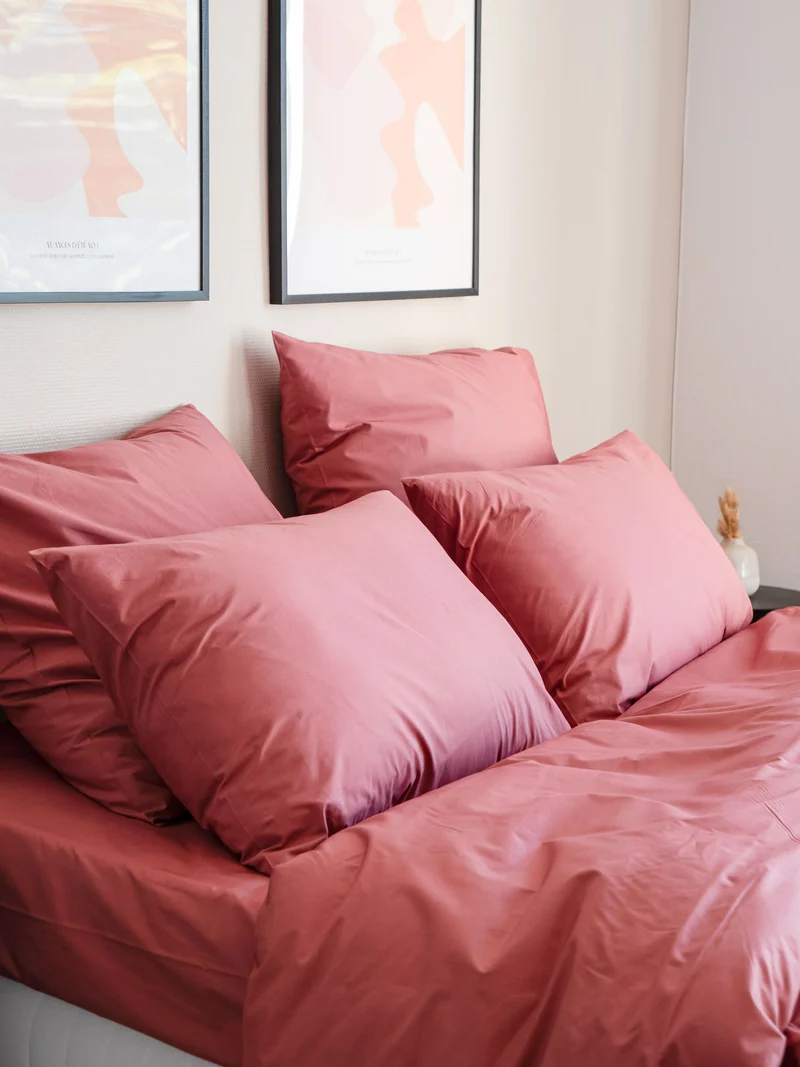 Parure de lit en Percale de coton - Vieux rose