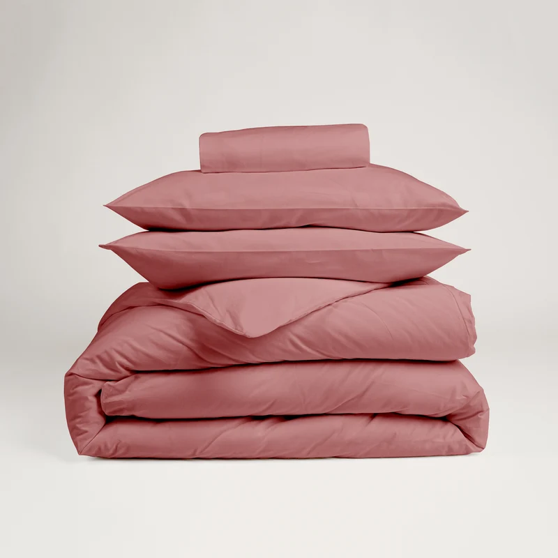 Parure de lit en Percale de coton - Vieux rose