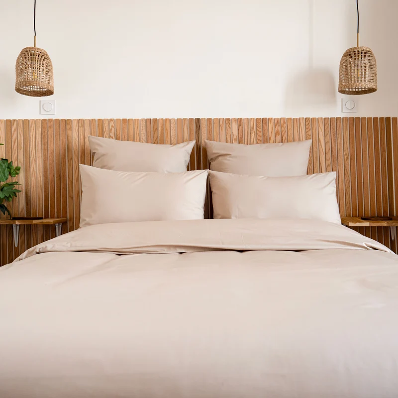 Housse de couette en Percale de coton - Beige