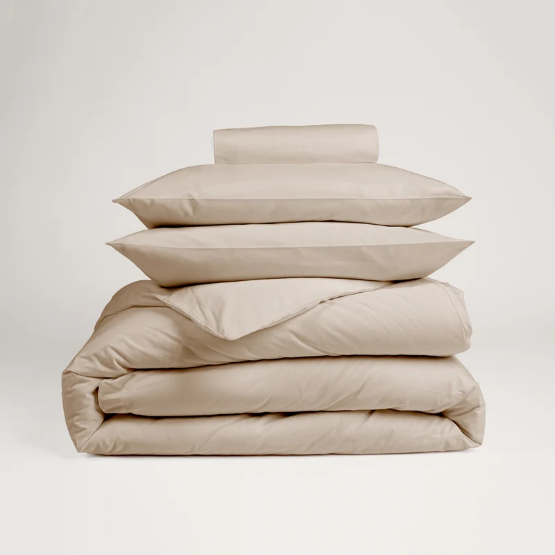 Parure de lit en Percale de coton - Beige