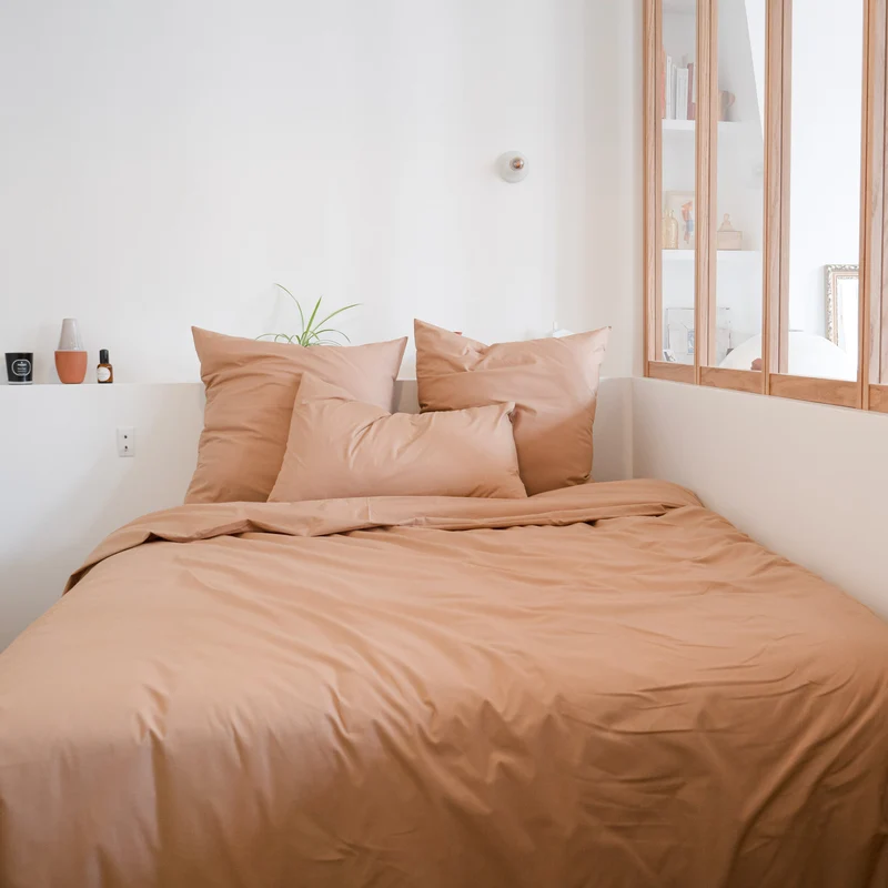 Housse de couette en Percale de coton - Marron