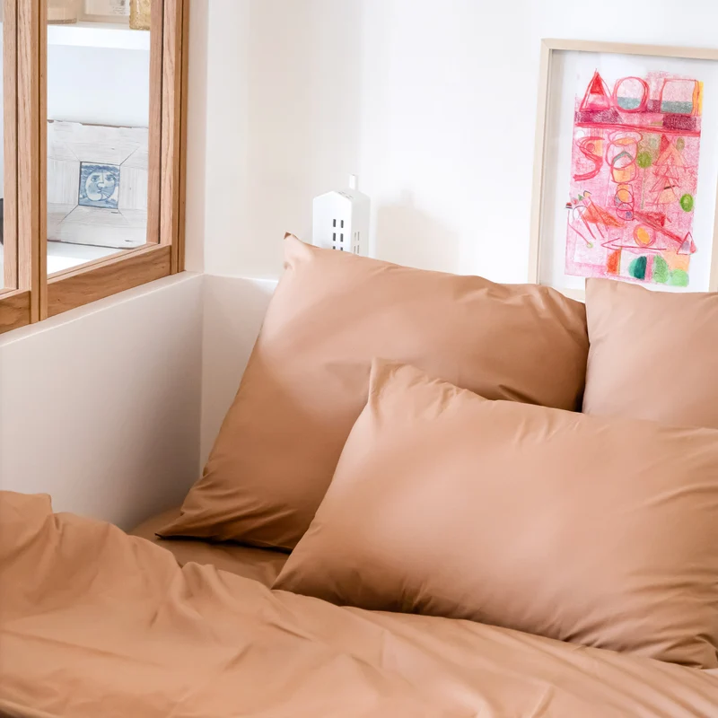 Taies d'oreiller X2 en Percale de coton - Marron