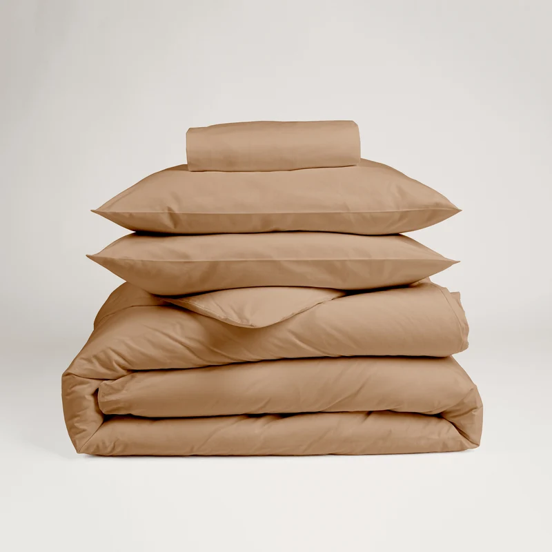 Parure de lit en Percale de coton - Marron