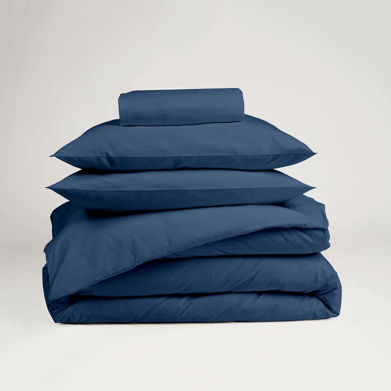 Parure de lit en Percale de coton - Bleu marine