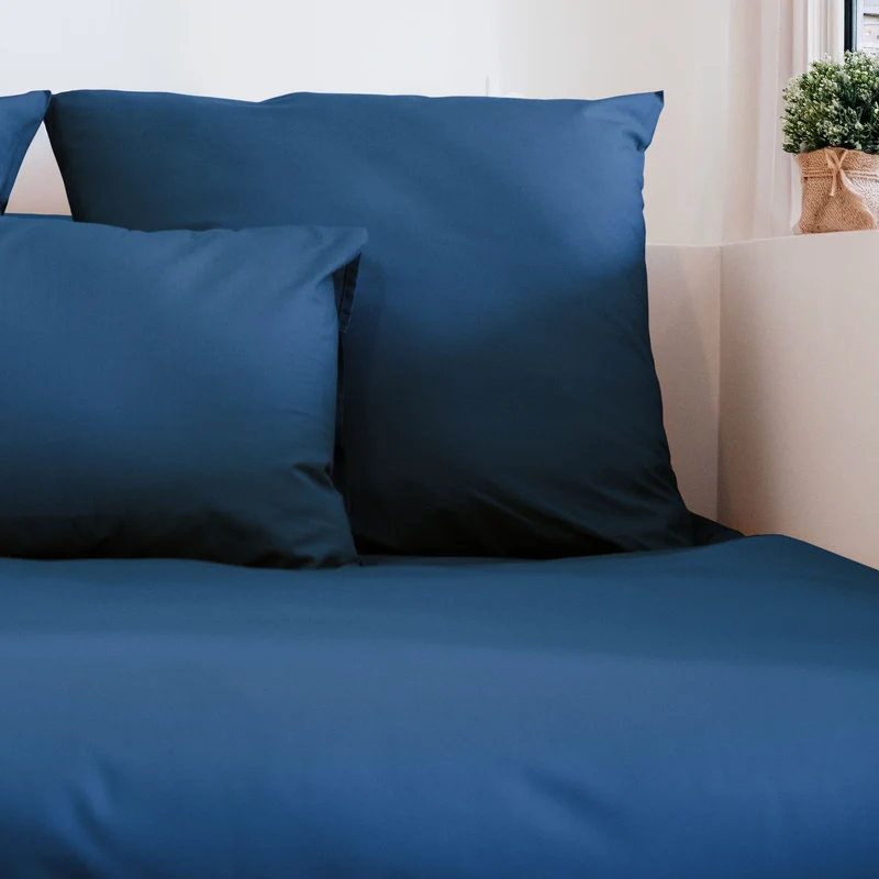 Parure de lit en Percale de coton - Bleu marine