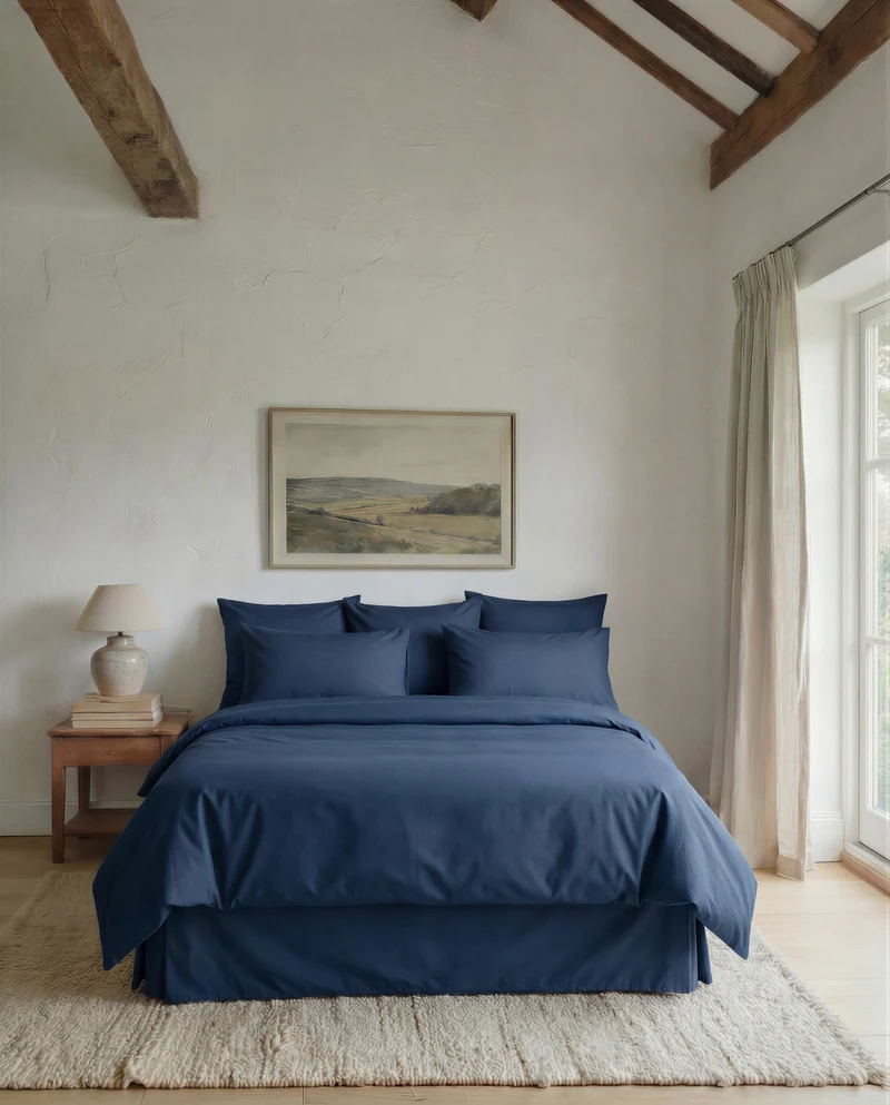 Parure de lit en Percale de coton - Bleu marine