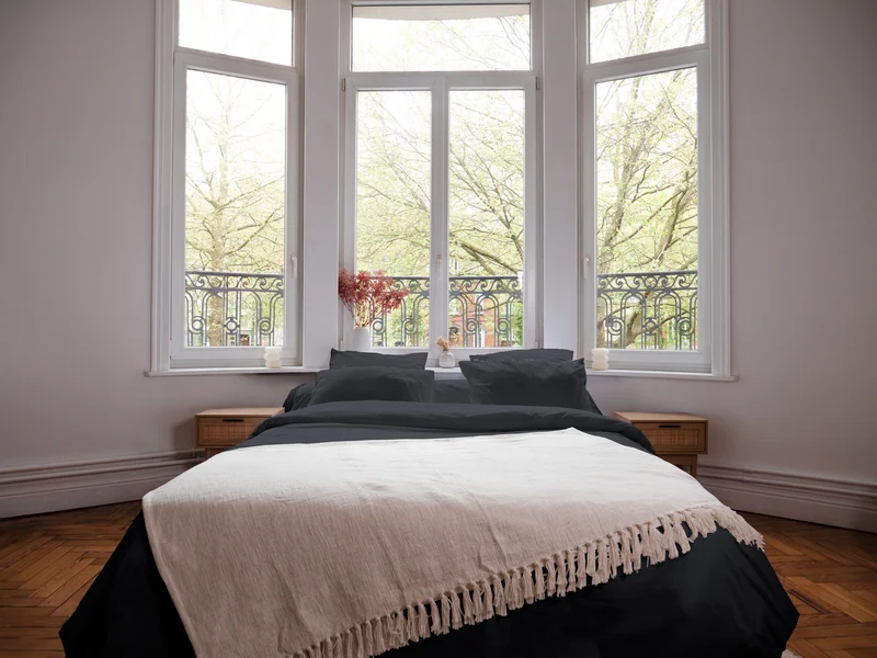 Parure de lit en Percale de coton - Gris anthracite