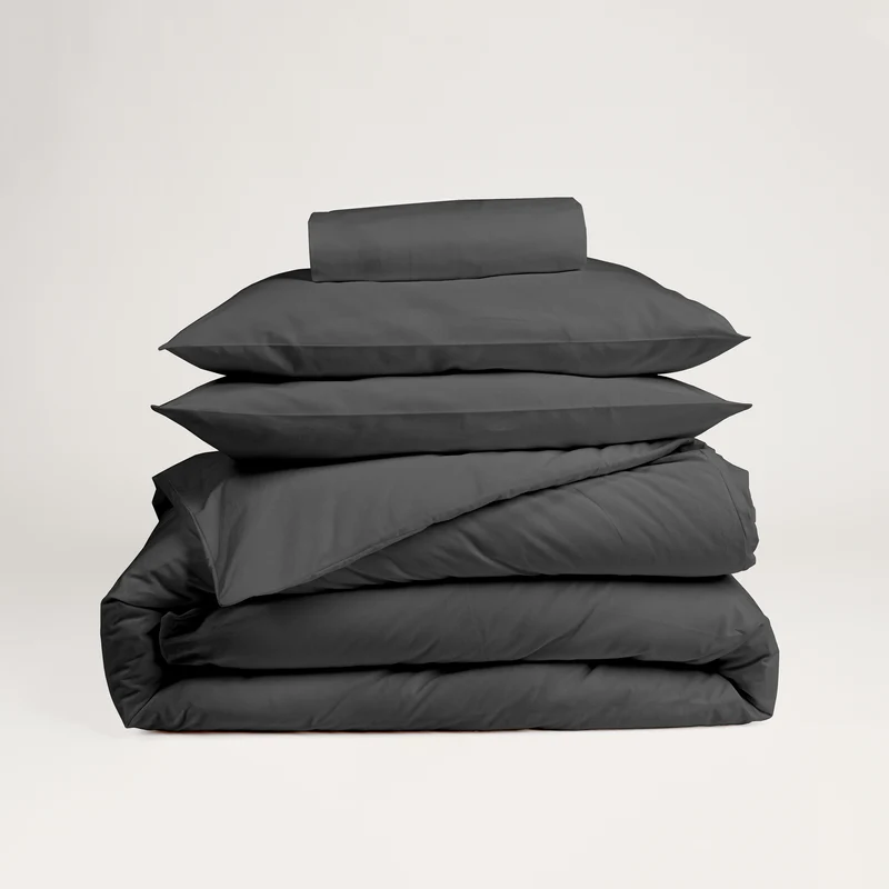 Parure de lit en Percale de coton - Gris anthracite