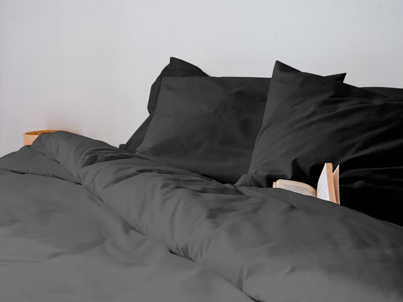 Parure de lit en Percale de coton - Gris anthracite