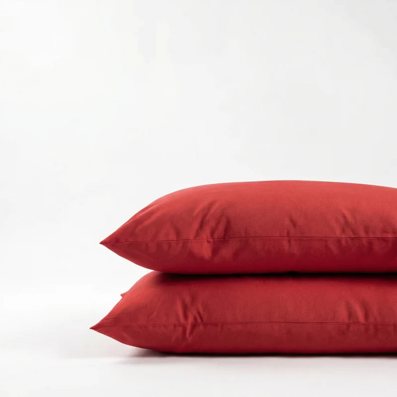 Taies d'oreiller X2 en Coton - Rouge