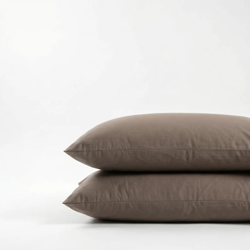 Taies d'oreiller X2 en Coton - Marron taupe