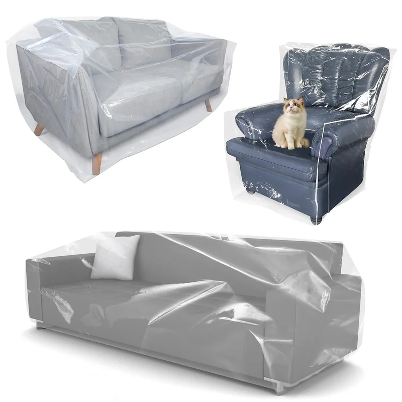 Housse de protection fauteuil et canapé en plastique transparent 100% imperméable