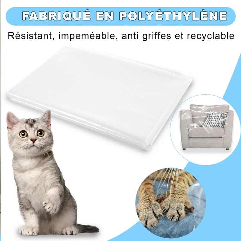 Housse de protection fauteuil et canapé en plastique transparent 100% imperméable