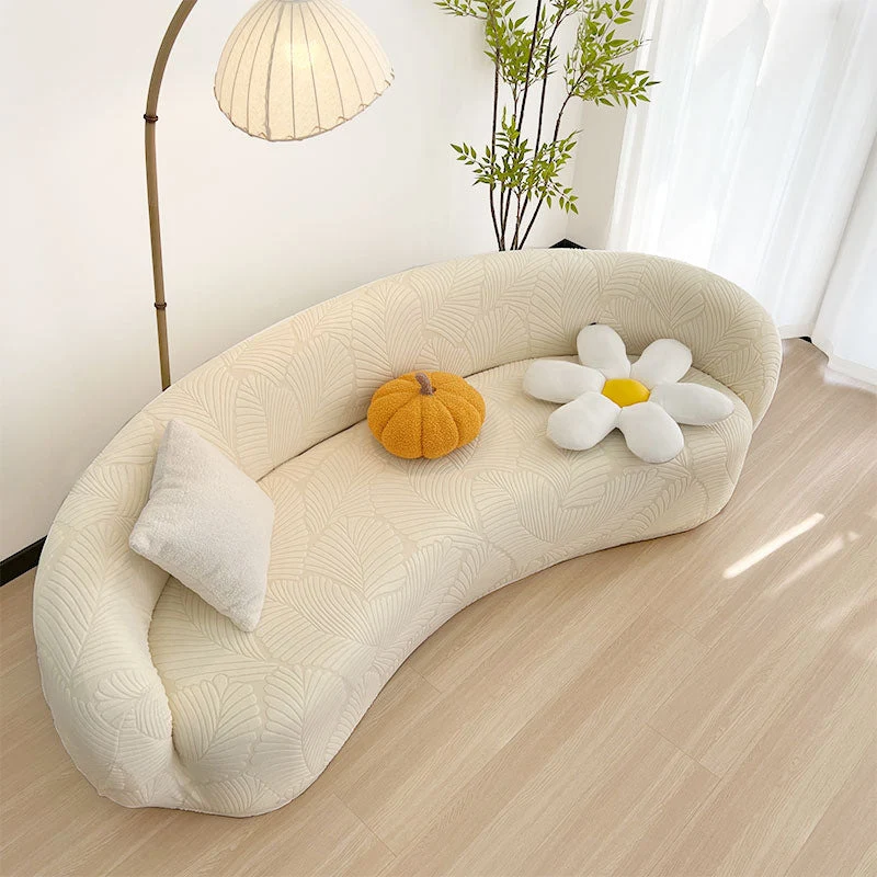 Housse pour canapé incurvé arrondi contemporain extensible texture hibiscus