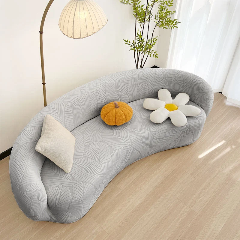 Housse pour canapé incurvé arrondi contemporain extensible texture hibiscus