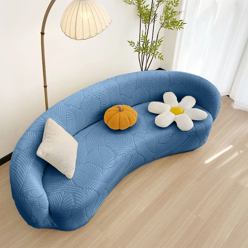 Housse pour canapé incurvé arrondi contemporain extensible texture hibiscus