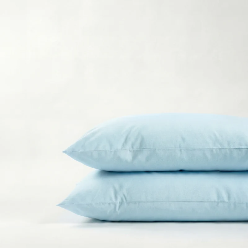 Taies d'oreiller X2 en Coton - Bleu clair