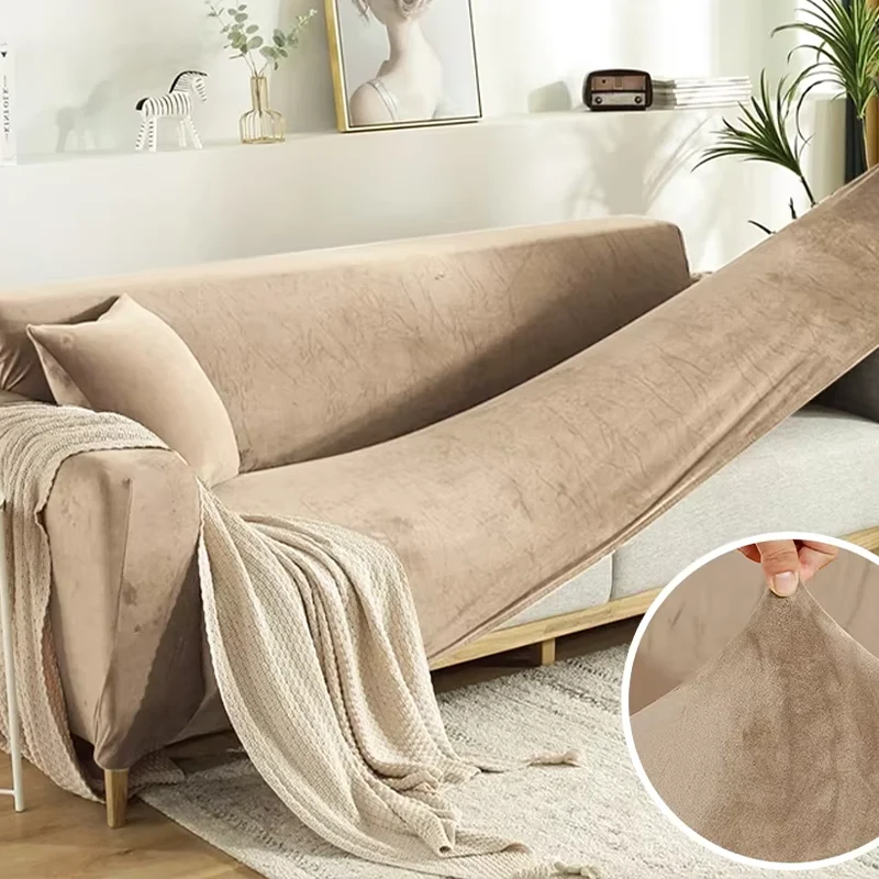 Housse de canapé extensible velours doux et chaleureux prémium