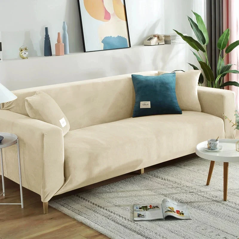 Housse de canapé extensible velours doux et chaleureux prémium
