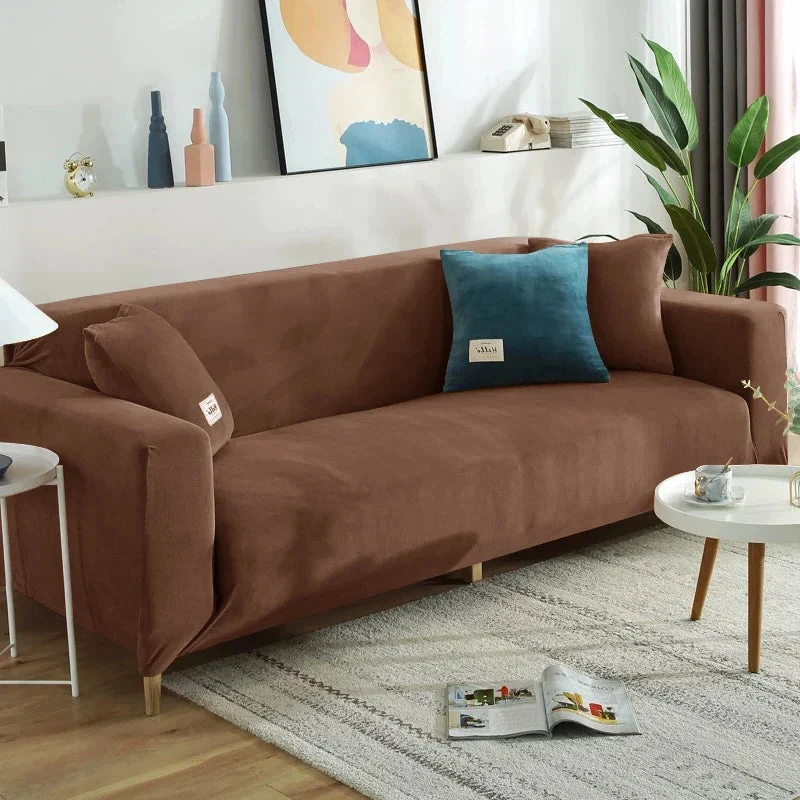 Housse de canapé extensible velours doux et chaleureux prémium